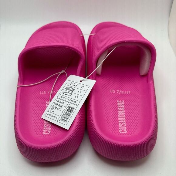 CUSHIONAIRE Women's Cloud Recovery Slide Sandals with +Comfort 7 HOT PINK - Picture 4 of 7